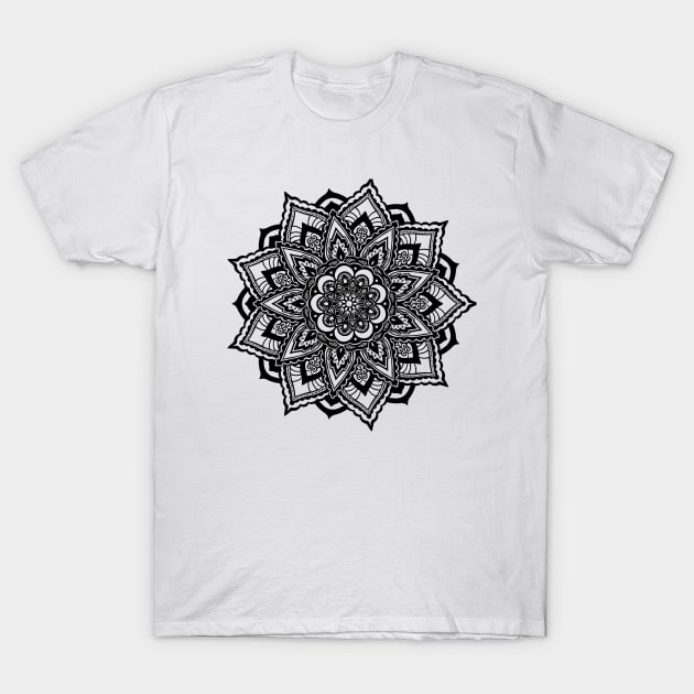 Mandala series- # 2 - Embroidered lotus T-Shirt by Klumbsykay